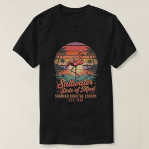Camiseta Praia do Flamingo Escape Costeiro de Verão Gráfico