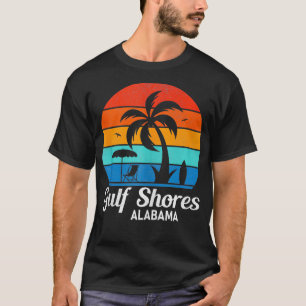Camiseta Praia do Golfo do Alabama Palm Tree Vintage Sunset