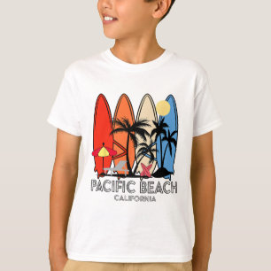 Camiseta Praia do Pacífico Califórnia Retro Prancha de Surf