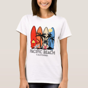 Camiseta Praia do Pacífico Califórnia Retro Surfboard Vinta