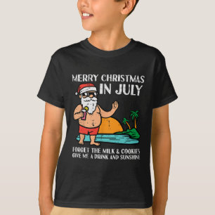 Camiseta Praia do Papai Noel Feliz Natal Em Julho Esqueça L
