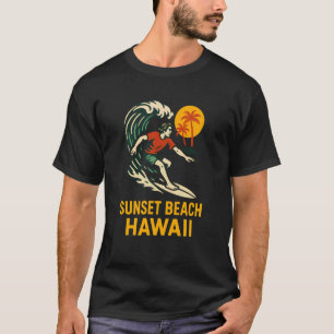 Camiseta Praia do Pôr do Sol da Costa Norte do Havaí Vintag