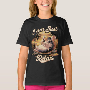 Camiseta Praia do pôr do sol do hamster fofo Estou só relax