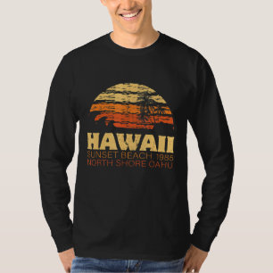 Camiseta Praia do Pôr do Sol Oahu Havaí Costa Norte Retrô V