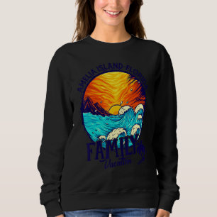 Camiseta Praia do Pôr do Sol Retro Amelia Island Flórida Fa