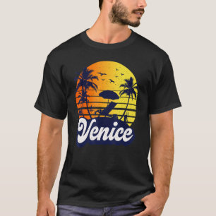 Camiseta Praia do Pôr do Sol Retro de Veneza Flórida