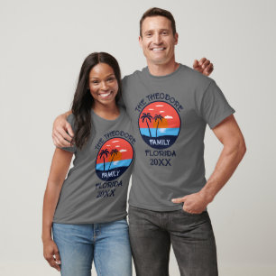 Camiseta Praia do Pôr do Sol Retro Férias Personalizadas