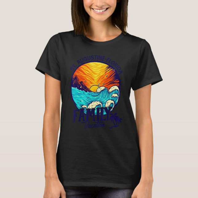 Camiseta Praia do Pôr do Sol Retro St  Augustine Flórida Fa (Frente)