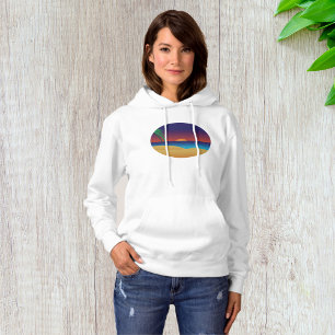 Camiseta Praia do Pôr do Sol Tropical Folhas de Palmeira On