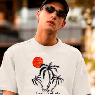 Camiseta Praia do Pôr do Sol Tropical Palmeira Férias em Fa