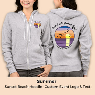 Camiseta Praia do Sunset Personalizada ・ Texto de Evento e 