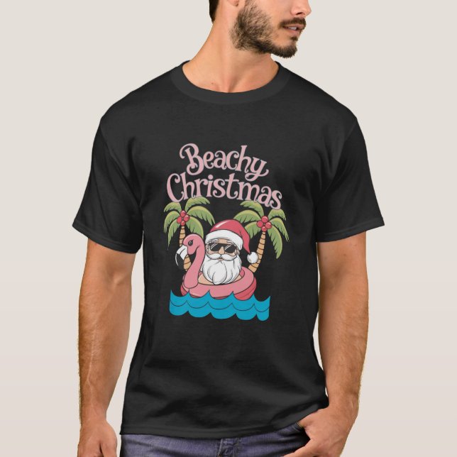 Camiseta praia dos Papais noeis de férias tropicais de Nata (Frente)