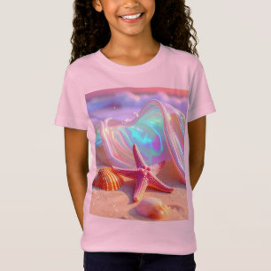Camiseta Praia dos Sonhos Fantasia Com Estrela-do-Mar Rosa