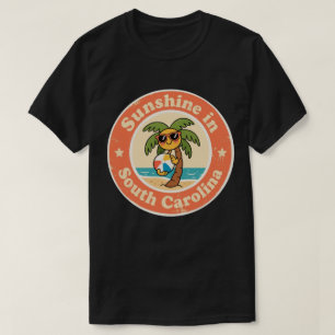 Camiseta Praia engraçada vintage da árvore palmetto da Caro