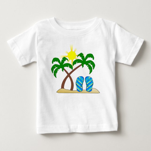 Camiseta Praia Fofa com Palmeiras Bebê (Frente)