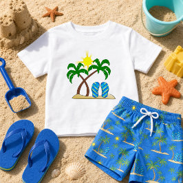 Camiseta Praia Fofa com Palmeiras Bebê