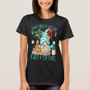Camiseta Praia Gnome Christmas É Melhor Em Julho E Sacudir