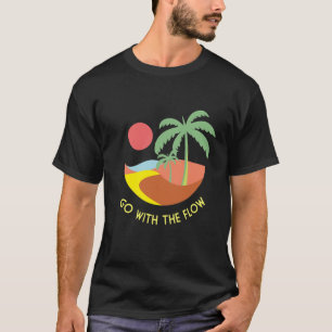 Camiseta Praia Go With the Flow   Pôr do Sol da Palmeira Tr