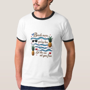 Camiseta Praia Mais, Menos Preocupação - Deixe o mar te lib