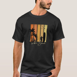 Camiseta Praia Mínima Moderna Negra E Laranja