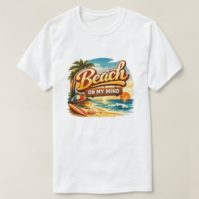 CAMISETA PRAIA NA MINHA MENTE (Frente do Design)