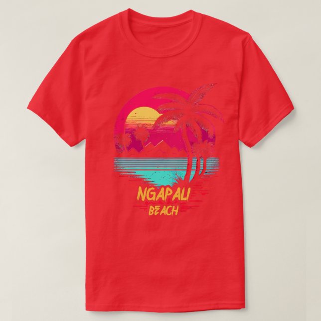 Camiseta Praia Ngapali de Praia Retrowave (Frente do Design)