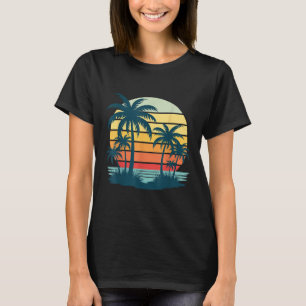 Camiseta Praia Palm Árvore Sunset Graphic Tropical Summer V