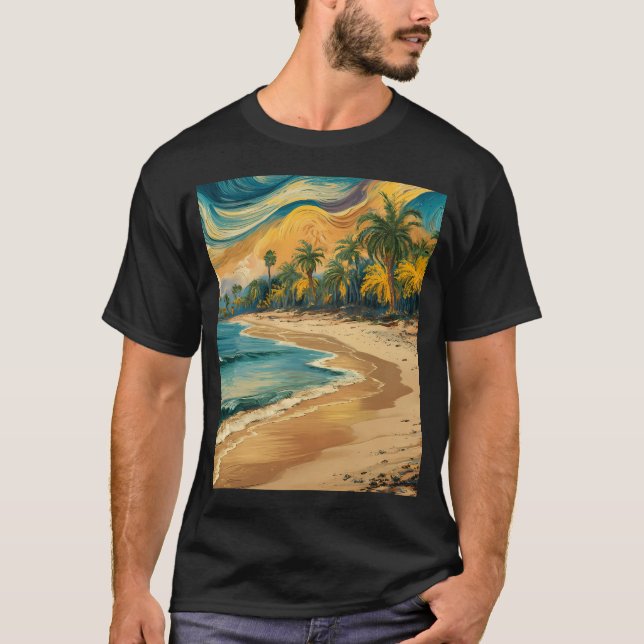Camiseta Praia, pintura a óleo. (Frente)