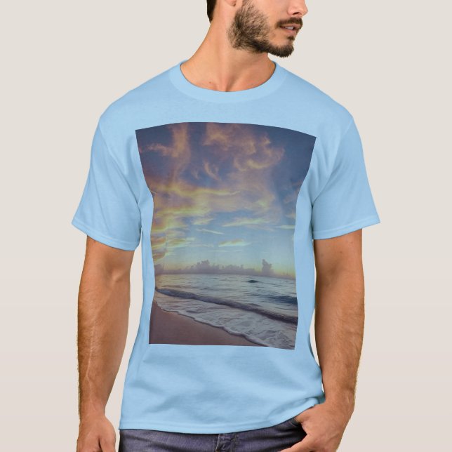 Camiseta Praia Pôr do Sol Tropical (Frente)