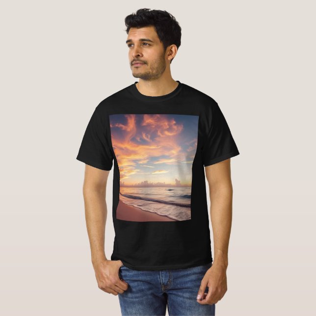 Camiseta Praia Pôr do Sol Tropical (Frente Completa)