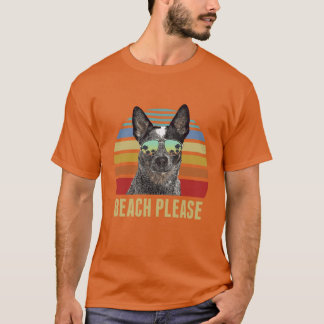 Camiseta Praia Por Favor Cachorro Boi Australiano Cachorro 