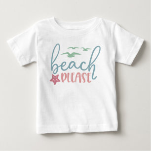 Camiseta Praia Por Favor Estrela Peixes Gaivotas Diversão