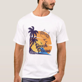 Camiseta Praia Por Favor, Gato De Verão