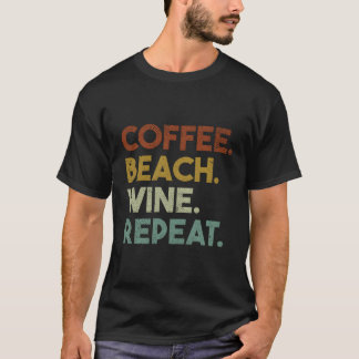 Camiseta Praia Repetitiva de Vinho de Praia do Café