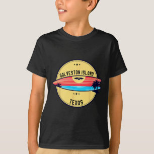 Camiseta Praia Retro da Ilha de Galveston Texas Praia Surf