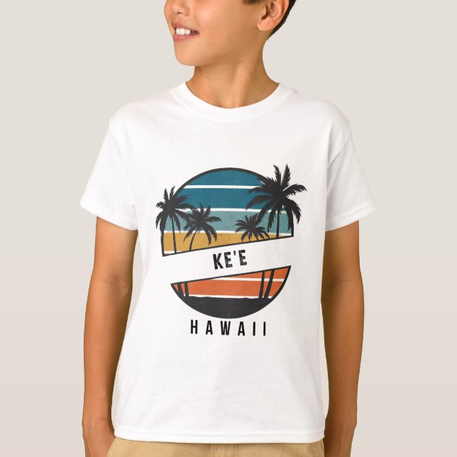 Camiseta Praia Retro Ke'e Havaí Surfboard Surfando  (Frente)
