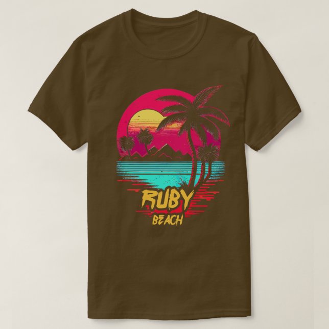 Camiseta Praia Retrowave Beach Ruby (Frente do Design)