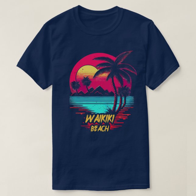 Camiseta Praia Retrowave Beach Waikiki (Frente do Design)