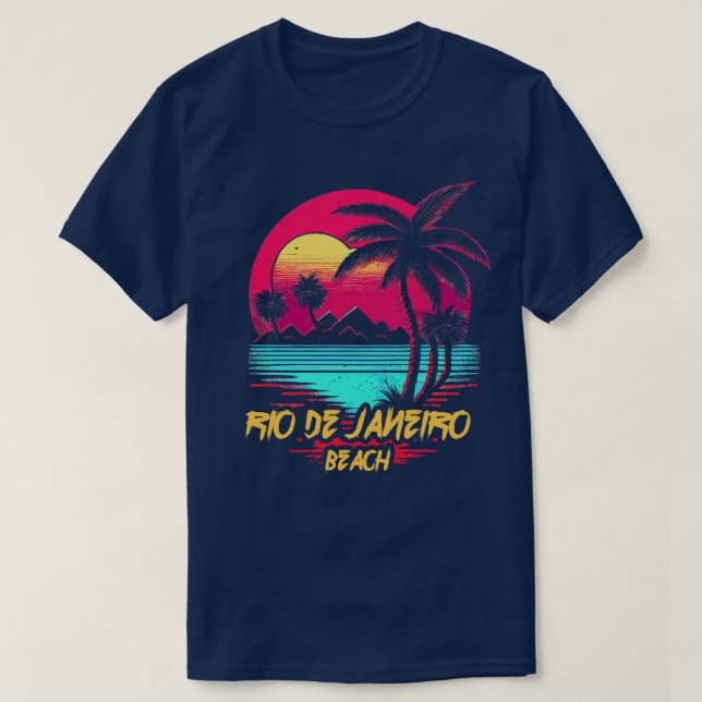 Camiseta Praia Retrowave do Rio de Janeiro (Frente do Design)