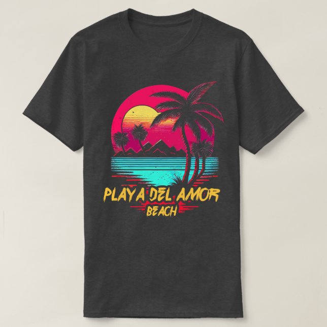 Camiseta Praia Retrowave Playa Del Amor Beach (Frente do Design)
