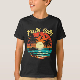 Camiseta Praia Sentindo Salgado Férias de Verão Vintage 70s