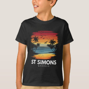 Camiseta Praia St Simons Geórgia Prancha de Surfe Surf Vint