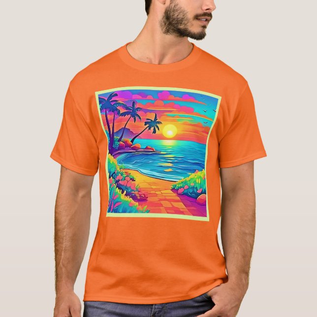 Camiseta Praia Sunset Tropical (Frente)
