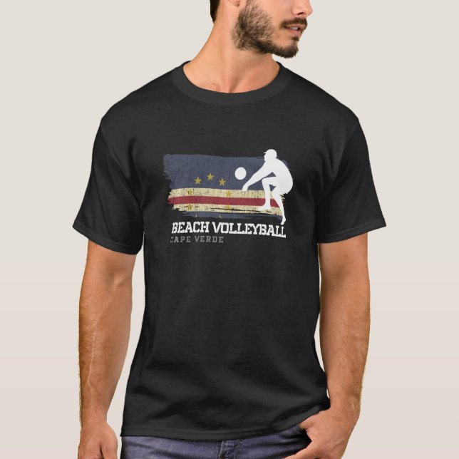 Camiseta Praia Voleibol Cabo Verde Bandeira Amor Voleibol P (Frente)