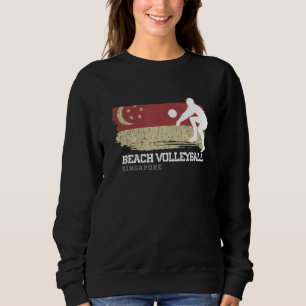 Camiseta Praia Voleibol Cingapura Bandeira Amor Voleibol Pl