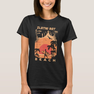 Camiseta Praia Zlatni Rat Pôr do Sol Férias de Verão Vintag