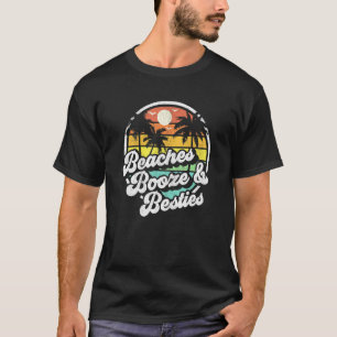 Camiseta Praias Booze e Besties Retro 70 Beach Womens