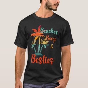 Camiseta Praias Booze E Besties Retro Palms Sunset Girls
