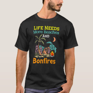 Camiseta Praias De Acampamento E Incêndios