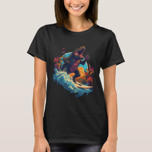 Camiseta Prancha de Dinossauro Praia Surf Surfista Dinossau